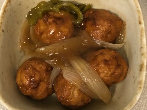 めんつゆで簡単、冷凍肉だんごの甘酢あんかけ